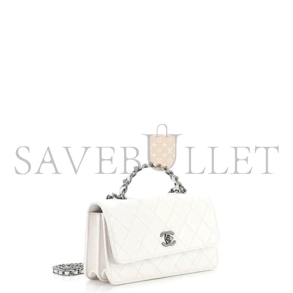 Ch*el master white leather handbag (18.5*11*6cm)
